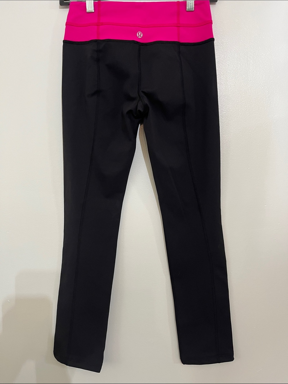 lululemon athletica Black Leggings with Bright Pink Waistband